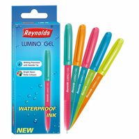 Reynolds LUMINOGEL 10 Pens BOX - BLUE I Lightweight Gel Pen With Comfortable Grip for Extra Smooth Writing I School and Office Stationery | 0.6mm Tip Size