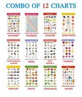 Early Learning Educational Chart Set for Kids | Set of 12 HARD LAMINATED Titles | Non-Tearable and Waterproof | Size : 31 x 46 cm | Alphabet, Numbers, Animals, Fruits, Vegetables.. Wall Chart – Picture Book, 9 August 2