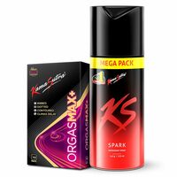 KamaSutra Spark Deodorant Mega Pack 220 ml and Orgasmax+ Condoms 10 Count