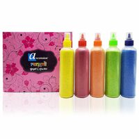Ascension Rangoli Powder Colors Bottles 80 gm Each Design Creativity Diwali Floor Rangoli Art Ceramic Colours Rangoli Color Powder Rang for Navratri Pongal Pooja Mandir (Set of 5)