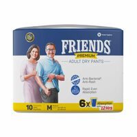 Friends Premium Adult Diapers Pant Style - 10 Count -M- with odour lock and Anti-Bacterial Absorbent Core- Waist Size 25-48 Inch ; 63.5-122cm