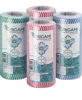 Origami Non Woven Reusable Kitchen Towel Roll - Pack of 4 (80 Pulls Per Roll, 320 Sheets)