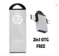 HP V220J 2 IN 1 OTG FREE 128 GB Pen Drive  (Grey)