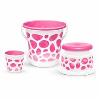 Milton Duplex Spa 3 Piece Set, Pink | 20 litres Bucket with Mug & Stool | Bathroom Accessory Set