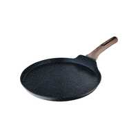 BERGNER Ultimate ILag Marble Non Stick Tawa/Dosa Tawa, 28 cm, Induction Base, Wooden Soft Touch Handle, Food Safe (PFOA Free), Thickness 3.5mm, 1 Year Warranty, Grey