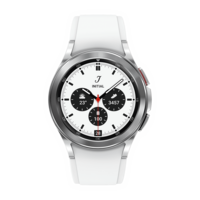 SAMSUNG Galaxy Watch4 Classic Smartwatch with Activity Tracker (42mm Super AMOLED Display, Water Resistant, Silver Strap)