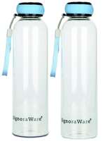 Signoraware Aqua Marine 550ml and Aqua Marine 550ml (Combo Borosilicate Glass), 550ml+550ml, Set of 2 Water Bottle, Clear