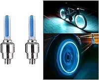AutokraftZ Bike/Bicycle Tyre Led Light Rim Valve Cap Flashing With Motion Sensor Blue (Set Of 2 Pcs) for Car Motorcycles (Bike Led Lights)