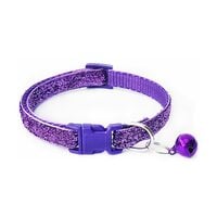 (Lowest Price) YellowCult Dazzling & Shimmering Pet Collar Collection for Cats, Puppies, Small Dogs, Fat Rabbits - [with Bell & Safety Buckle Lock] - [Glittering Purple]