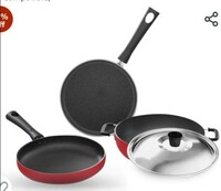 Lifelong Trio Non-Stick 3-Piece Cookware Set (Induction and Gas Compatible) 