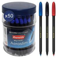 Reynolds Aeroslim 50 Ct Pack - Asst | Ball Point Pen Set With Comfortable Grip | Pens For Writing | School And Office Stationery | Pens For Students | 0.7Mm Tip Size, Blue, Multi Visit the Reynolds Store