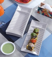 Fish Handcrafted White 11 Inch Melamine (Set of 4) Appetizer Platter with Dip Bowl By Cdi