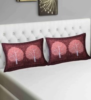 Maroon Abstract 104 TC 100 % Cotton 27X17 Inches Pillow Covers (Set of 2) By AJ home