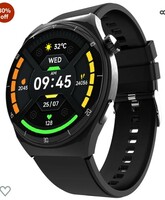 beatXP Vega X 1.43" (3.6 cm) Super AMOLED Display, One-Tap Bluetooth Calling Smart Watch, Metal Body, Rotary Crown, 466 * 466px, 500 Nits Brightness (Black Silicon) 
