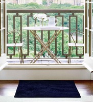 Dark Blue Solid Microfibre 24x16 Inches Anti Skid 2 Bathmat, By Divine Casa