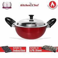 Kitchen Chef Non-Stick Mini Kadhai with Steel Lid Induction Cool Touch Handles Pure Aluminium Apply 10% coupon