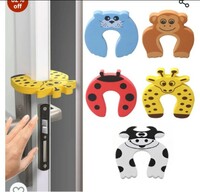 SYGA 5 Pcs Children Safety Door Pinch Guard,Door Slam Stopper Soft Foam Door Stopper,Prevents Finger Pinch Injuries &Child or Pet from Getting Locked in Room,Colorful Cartoon Animal Cushion-Muticolor