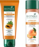 BIOTIQUE Papaya Tan Removal Face Scrub & Apricot Refreshing Body Wash