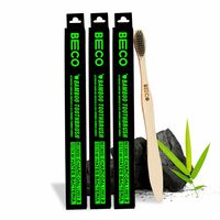 Beco Compostable Bamboo Toothbrush with Ultra-Soft Charcoal activated Bristles, 100% Natural & Eco-Friendly (Pack of 3)