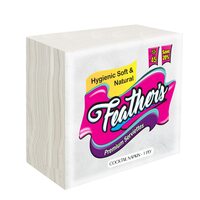 Feather's Naturally White Cocktail Napkin Super Strong & More Absorbent 1Ply Extra Soft Tissue with 80 pulls (Pack 1, 270X300mm)