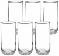 Amazon Brand - Solimo Anya High Ball Glass Set, 360ml, Set of 6, Transparent