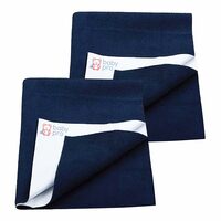 BabyPro Waterproof Baby Dry Sheet for Babies by Certified Professional Childproofer | Ultra Absorbent Technology |100% Reusable| Lightweight & Odourless (Set of 2, Navy Blue, 50cm x 70cm)