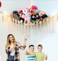ecofynd Stuffed Animal Toy Hammock, Hanging Cotton Organizer Storage for Soft Toys, Boho Large Corner Plush Toys, Net Holder for Nursery Kids, Play Room, Bedroom, Kid Room (BH009)