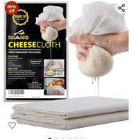 Limited-time deal: Sufaniq Cheesecloth Grade 90 ‚ 1 Sq Yard Unbleached 100% Cotton Fabric Reusable Ultra Fine Muslin Cloth for Straining, Cooking, Cheesemaking, Baking 