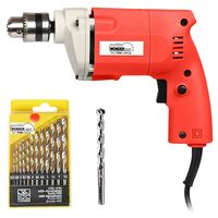WONDERCUT WC-ED-10-R-CMB Drill Machine 10mm With Free 13Pcs HSS Drill Bits & 1Pc Masonary Bit Combo