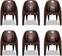 ARLAVYA Mario Model for Home, Garden Plastic Outdoor Chair  (Brown, Set of 6, Pre-assembled)