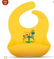 LuvLap Silicone Baby Bib for Feeding & Weaning Babies & Toddlers, Waterproof, Washable & Reusable, Non Messy Easy Cleaning, No Bad Odour, Adjustable Neckline with Buttons (Yellow) 