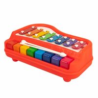 Toypoint 2 in 1 Big Piano Xylophone Musical Toy for Kids (Age 3+) with 8 Keys, 2 Sticks, Keyboard Xylophone Piano - Preschool Musical Learning Instruments Gift Toy for Baby, Kids, Girls, Boys - Red