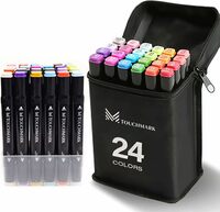 Magnova Store Dual Tip Art Markers-24 Colours With Carrying Case For Painting Sketching Calligraphy Drawing-Odorless Non Toxic Twin Head Permanent Colouring Marker For Kids Adult Beginners|Multicolor