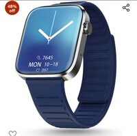 Newly Launched Pebble Cosmos Prime Bluetooth Calling Smart Watch,Largest 1.91" Bezel-less Edge-to-Edge Display,600 Nits Brightness,Sleek Metallic Body, Wireless Charging, Health Suite(Moon light Blue) 
