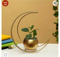 CraftVatika Geometric Metal Flower Vase Diwali Gift Items for Home Decoration Tabletop, Side Table, Living Room, Home Office Decoration, Home Decorative Items, Golden 9 Inches Height 