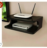 Limited-time deal: Dime Store Set top Box Stand | WiFi Router Holder Wooden Wall Shelves | Setup Box Stand for Home | Wall Mount Stylish WiFi Router Holder TV Cabinet Living Room Furniture 