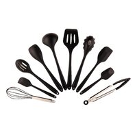 Frenchware (Set of 10) Non-Stick Silicone Spatula Set for Cooking & Baking, Heat-Resistant -40°C to 230°C, Food-Grade & BPA-Free, Dishwasher Safe (Black)