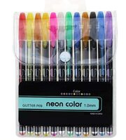 FunBlast Glitter Pen Set, Pack of 12 Glitter Pen, Neon Color Pen Set - Color Gel Pen Set, Glitter, Metallic, Neon Pen Set for Kids Suitable for Sketching Painting Drawing (12 Pcs)