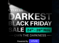 Croma Darkest Black Friday Sale 24th - 26th Nov  Upto 50% off + upto 10% discount on Selected Cards