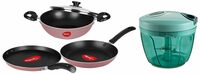 Pigeon Aluminium Cookware Set with Lid and 3 Blades Chopper