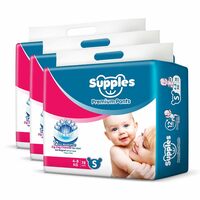 Supples Premium Diapers, Small (S), 234 Count, 4-8 Kg, 12 hrs Absorption Baby Diaper Pants