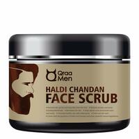 Qraa Men Haldi Chandan Face Scrub for Skin Brightening/Lightening with Turmeric Oil & Sandalwood