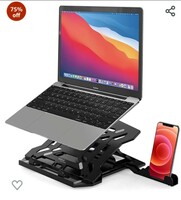 Limited-time deal: GIZGA essentials 2 in 1 Laptop/Notebook/MacBook Tabletop Stand, 8-Adjustable Angles, Mobile Tabletop Stand, 12" - 15.6" Laptops, Heat Dissipation, Anti-Slip Base, Portable and Lightweight | Black 