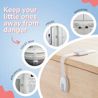 BabyPro Lab Tested - Certified (Pack of 8) Multi-Utility Safety Locks for Babyproofing Cabinets, Drawers, Cupboards, Refrigerators and Toilet Seats with Extra Strong Tape