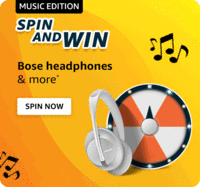 Amazon Spin and Win Music edition (Chance to win Bose Headphones, ₹10-₹20 AP balance & more)