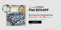 Sunset Deal - Blue Geometric Polyester 120 GSM Single Bed Dohar By Divine Casa