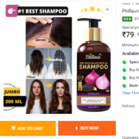 Phillauri Anti Dandruff and Silky Hair Onion Blackseed Shampoo 300ml  (300 ml)