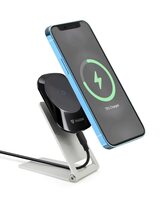 RAEGR MagFix Arc M1450B 15W Magnetic Wireless Charger with Foldable Magnetic Stand Holder Compatible for iPhone 12/13 / 14/15 Series, Strong Magnetic Force Adhesive Type Foldable Aluminum Stand