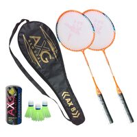 AXG NEW GOAL Inescapable Aluminium Badminton Racquets (Set of 2) 3 Plastic Shuttles and Cover Badminton Kit (Orange)