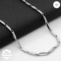 R JEWELS  Dazzling Silver Color Solid SS For Men Titanium Plated Alloy Chain